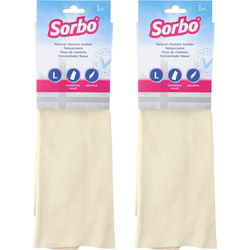 Sorbo Zeemdoeken/zemen lappen - 2x - beige - 35 x 52 cm - natuurzeem - Zeem