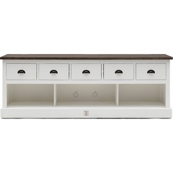 Riviera Maison TV Kast Meubel - Newport Flatscreen Dresser - 180x45 cm - Wit 