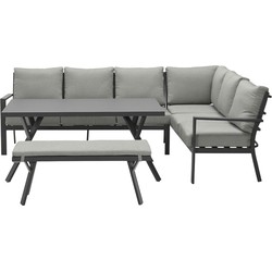 Garden Impressions Senja lounge dining set 4-delig rechts - donker grijs