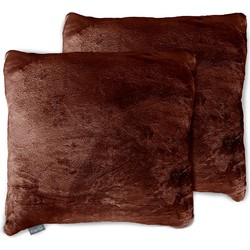 Eleganzzz Flanel Fleece Sierkussens - rose brown 50x50cm - Set van 2