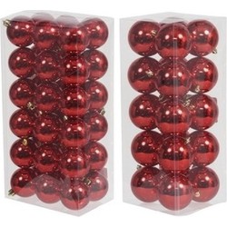 Kerstversiering kunststof kerstballen rood 6 en 8 cm pakket van 56x stuks - Kerstbal