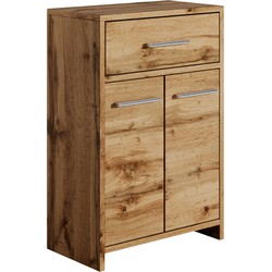 Badplaats Badkamerkast Nemo 52 x 29 x 79 cm - Eiken - Staande Kolomkast met Twee Deuren en Lade