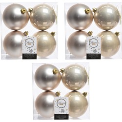 12x Kunststof kerstballen glanzend/mat Licht parel/champagne 10 cm kerstboom versiering/decoratie - Kerstbal