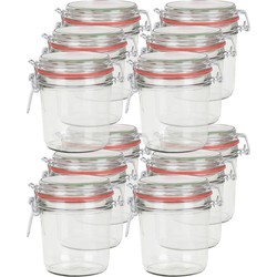 12x Glazen confituren pot/weckpot 400 ml met beugelsluiting en rubberen ring - Weckpotten