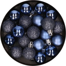 Cosy & Trendy Kerstballen - 20 st - donkerblauw - kunststof - 3 cm - Kerstbal