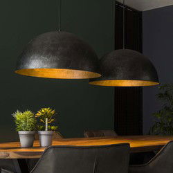 Hoyz - Hanglamp - 2xØ60 Metalen Bolvormige Hanglampen - Charcoal finish