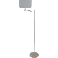 Mexlite - vloerlamp - Bella - staal - linnen metaal - schemerlamp - E27 - 3882ST
