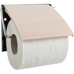 MSV Toiletrolhouder wand/muur - metaal met afdekklepje - beige - Toiletrolhouders