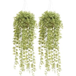 2x Groene hedera/klimop kunstplanten 50 cm met hangpot - Kunstplanten