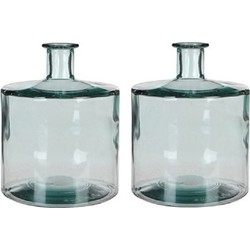 2x Mica flesvormige bloemenvazen/decoratie vazen/boeketvazen 21 x 26 cm transparant glas - Vazen