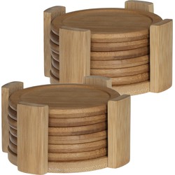 Secret de Gourmet glazen Onderzetters - 18x - bamboe - D10 cm - Glazenonderzetters