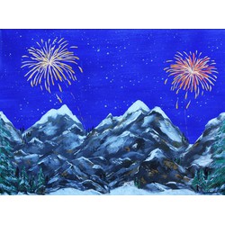 Achtergrond Canvas LED Vuurwerk 76X56 cm kerst