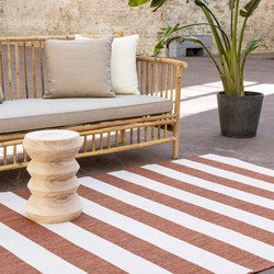 Buitenkleed Stripes roest/wit dubbelzijdig Roest,Oranje,Rood - Polypropyleen - 240 x 340 cm - (XL)