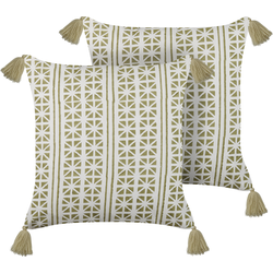 SYRINGA  - Sierkussen set van 2 - Lichtgroen - 45 x 45 cm - Katoen