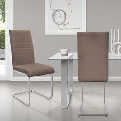Set van 2 slede eetkamerstoelen met rugleuning Bekleding bruin kunstleer ML-Design