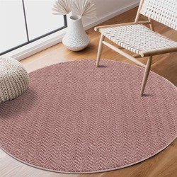 Rond Laagpolig vloerkleed - Junius Modern Effen Motief Roze - 200 X 200 CM