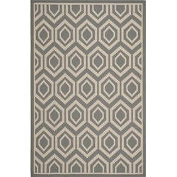 Safavieh Contemporary Indoor/Outdoor Woven Area Rug, Courtyard Collection, CY6902, in Anthracite & Beige, 160 X 231 cm