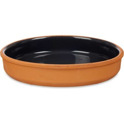 Tapas/hapjes serveren/oven schaal terracotta/zwart 23 x 4 cm - Snack en tapasschalen