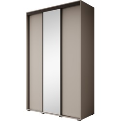 Meubella Kledingkast Delos 3 - Beige - 150 cm - Met spiegel