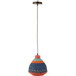 J-line - Hangende Lamp Strepen+zigzag Onderkant Zeegras Mix - 25x25x27cm