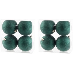 24x stuks kunststof glitter kerstballen donkergroen 10 cm - Kerstbal