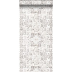 ESTAhome behang oosters kelim tapijt licht warm grijs
