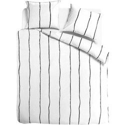Luxe dekbedovertrek fair - biologisch katoen - 200x200/220 - lily STREEP wit