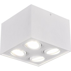 Strak draaibare 4-spots plafondlamp 4xGU10 wit