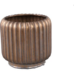 PTMD Eevie Bronze round ceramic pot with lines M