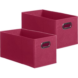 Set van 2x stuks opbergmand/kastmand 7 liter framboos roze linnen 31 x 15 x 15 cm - Opbergmanden