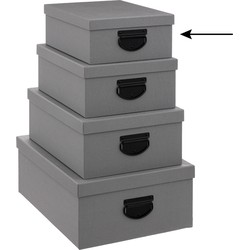 5Five Opbergdoos/box - donkergrijs - L28 x B22 x H11 cm - Stevig karton - Industrialbox - Opbergbox