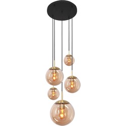 Steinhauer Bollique Messing 5-lichts Glas Industriële Hanglamp