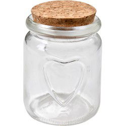 Clayre & Eef Voorraadpot  Ø 6x8 cm Transparant Glas Hartjes Voorraadbus