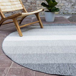 Rond Buitenkleed Boa - Grijs/Wit - Dubbelzijdig - EVA Interior - Polypropyleen
