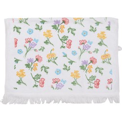 Clayre & Eef Gastendoekje  40x66 cm Wit Geel Katoen Bloemen Toilet Handdoek