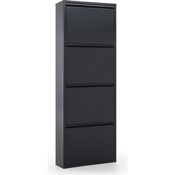 Kave Home - Ode schoenenkast 50 x 136 cm, 4 deuren, zwart