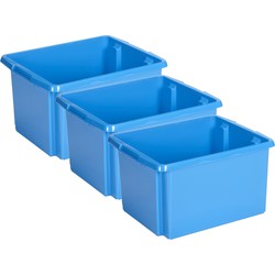 Sunware Opslagbox - 3 stuks - kunststof 32 liter blauw 45 x 36 x 24 cm - Opbergbox