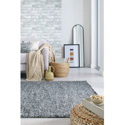 Minerals Uni vloerkleed - Laagpolig - Wol - Bolletjes Modern - Grijs - 160 X 230 CM