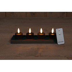 Set 4 St 3D Wick Inductive Rechargeable Black Tealight