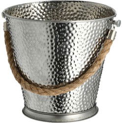 RVS champagnekoeler/ijsemmer met handvat van touw 5 liter - IJsemmers