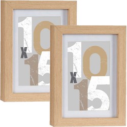 2x stuks houten fotolijst bruin geschikt voor een foto van 10 x 15 cm of 13 x 18 cm - Fotolijsten