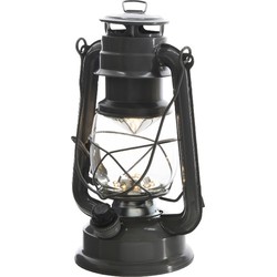 Lumineo Stormlantaarn - LED licht - antraciet grijs - 24 cm - Campinglamp/campinglicht - Lantaarns