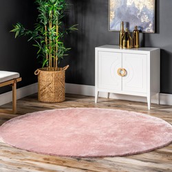 Rond Wasbaar vloerkleed - Solid Roze