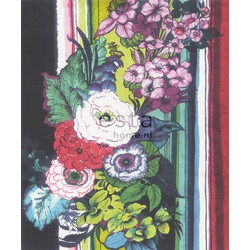 ESTAhome fotobehang bloemen zwart, rood, blauw, wit en groen - 232,5 cm x 2,79 m - 158115