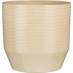 Mica Decorations Bloempot Nola - beige - D24 x H22 cm - relief dots - Plantenpotten