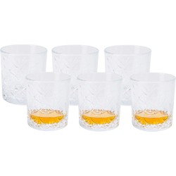 Excellent Houseware Drinkglazen Palm Springs - 6x - helder transparant - glas - 340 ml - decoratief - Whiskeyglazen