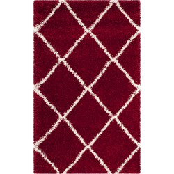 Safavieh Shaggy Indoor Woven Area Rug, Hudson Shag Collection, SGH281, in Red & Ivory, 91 X 152 cm