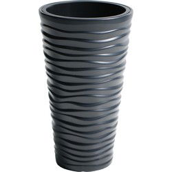 Prosperplast Bloempot Sand - antraciet - kunststof - D39 x H75 cm - Plantenpotten