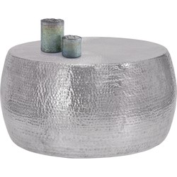 Salontafel Ø 90x45 cm zilverkleurig aluminium in gehamerde look WOMO-Design