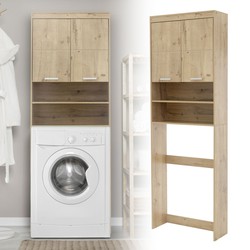 Wasmachinekast met 2 deuren en 2 open vakken 187,5x63 cm eiken look ML-Design